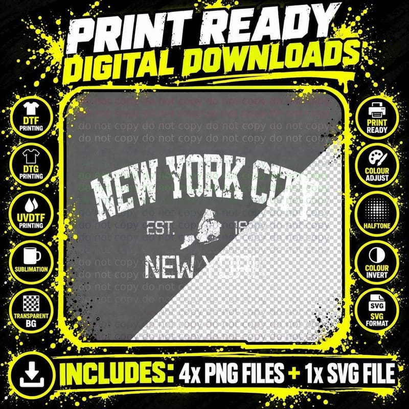 Vintage New York City EST 1624 Souvenir Gift T-Shirt Png SVG Digital Bundle