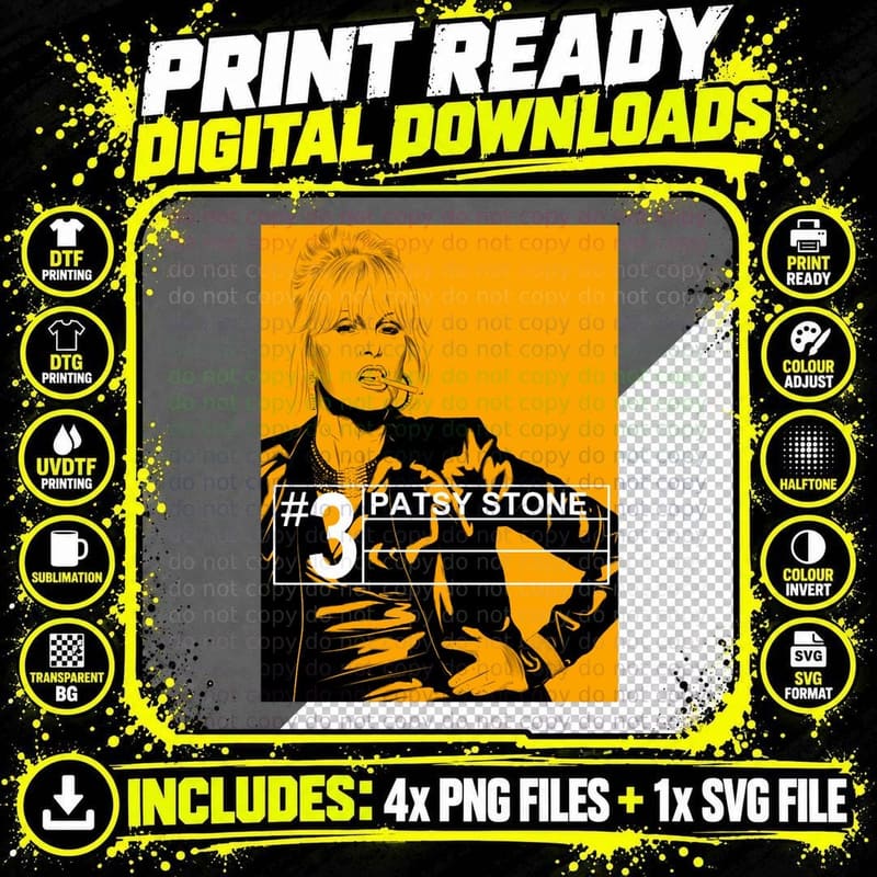 Vintage Photograp Absolutely Fabulous Trainspotting Png SVG Digital Bundle