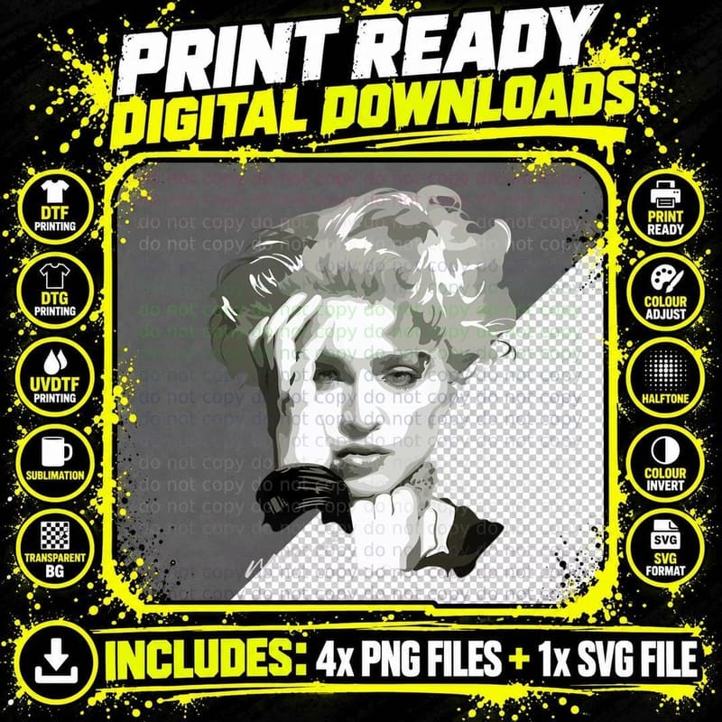 Vintage Qeen of Pop 80s - Love of My Life Madönná 3 Png SVG Digital Bundle