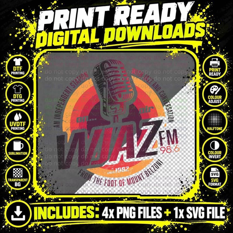 Vintage Radio Design WJAZ T-Shirt Png SVG Digital Bundle