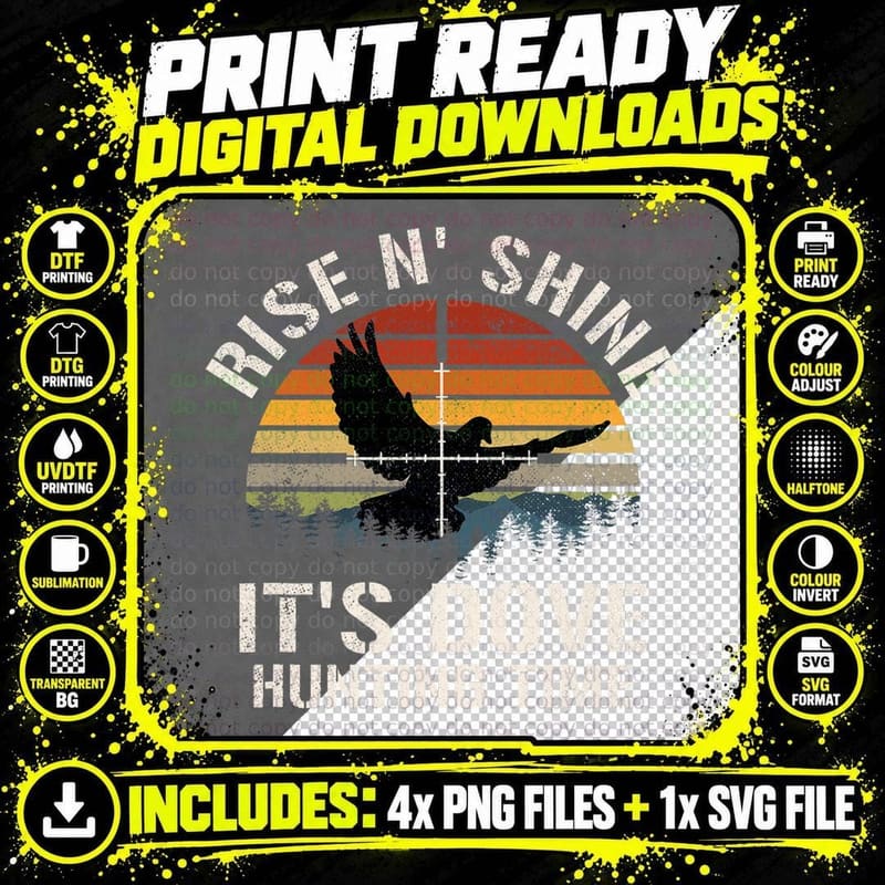 Vintage Sunset Dove Hunting Season T-Shirt Png SVG Digital Bundle