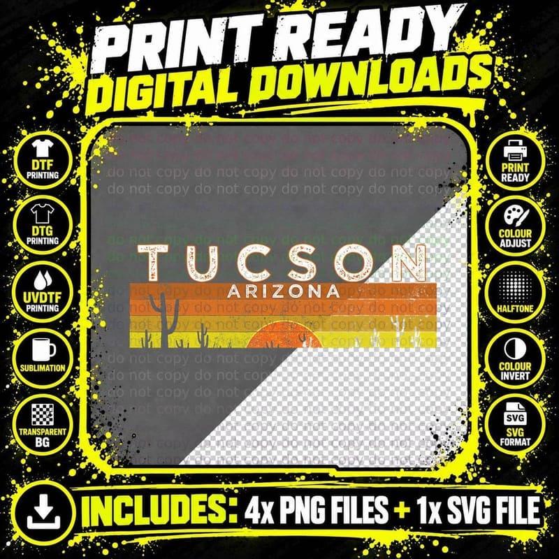 Vintage Tucson Arizona Desert Retro T-Shirt Png SVG Digital Bundle