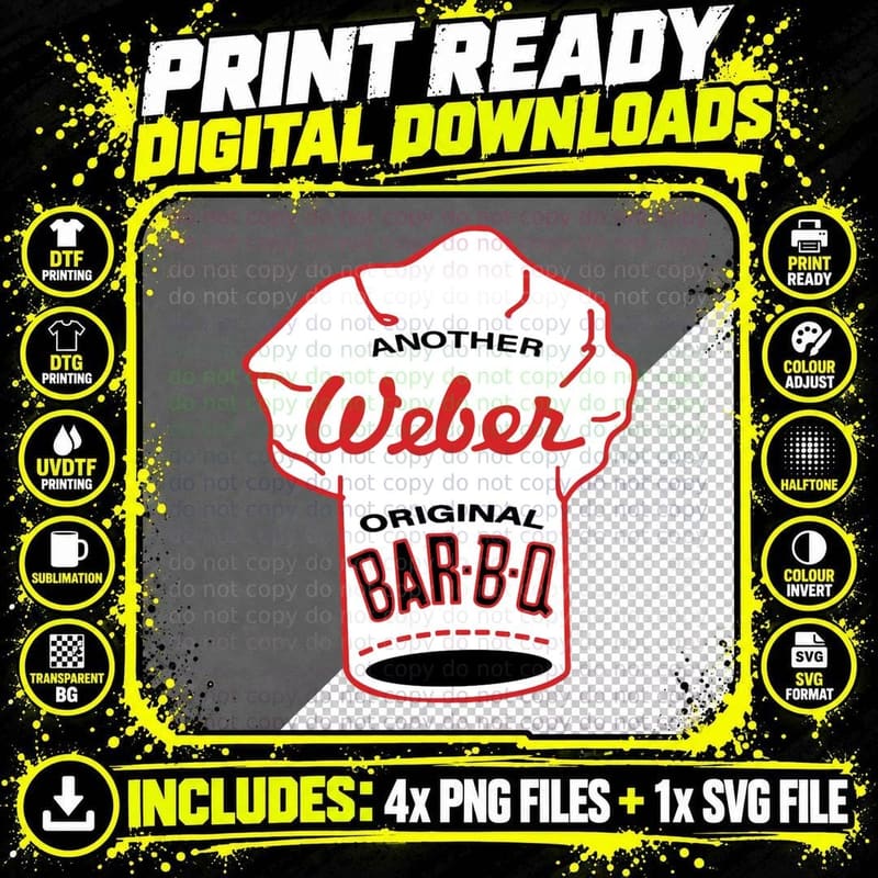 Vintage Weber Grill Original Bar-B-Q Logo T-Shirt Png SVG Digital Bundle