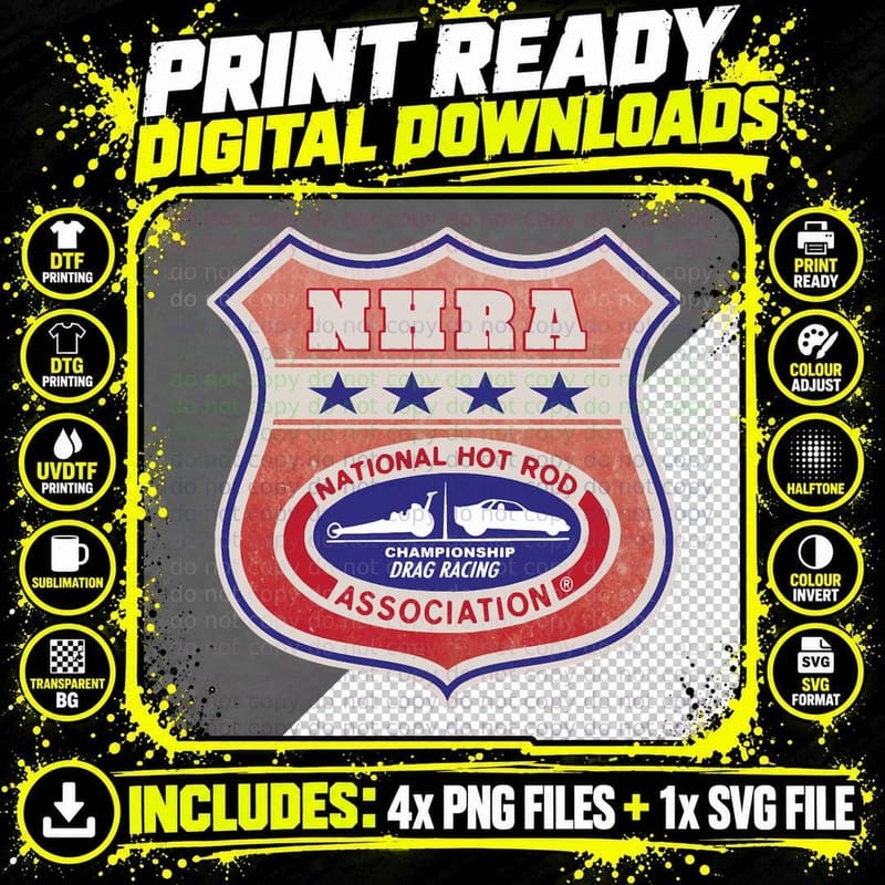Vintage, Distressed NHRA Logo Essential T-Shirt Png SVG Digital Bundle