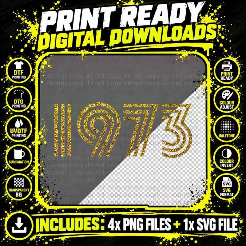 1973 - Birth Year Milestone Birthday Retro Funk Disco Png SVG Digital Bundle