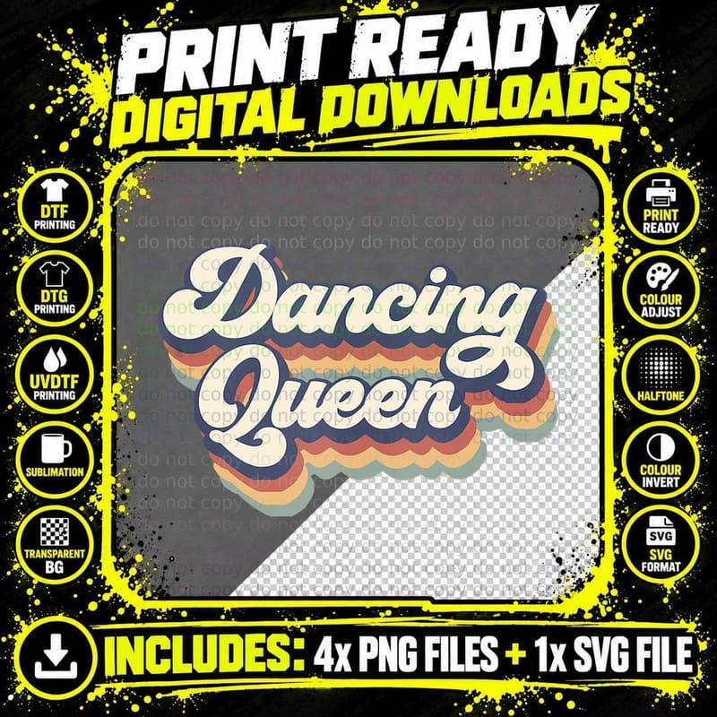 6yLX Retro Dancing Disco Queen Dancing Dancer Women Png SVG Digital Bundle