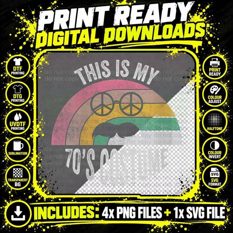 70's Disco 1970s Outfit Retro Vintage This Is My 70s Png SVG Digital Bundle