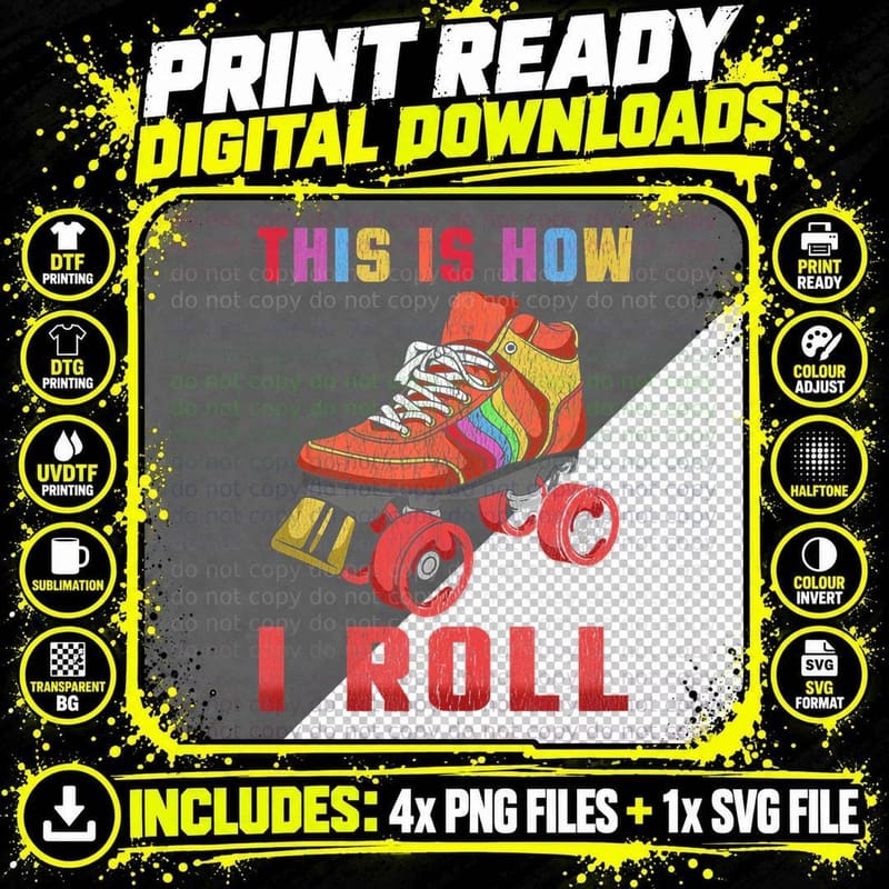 80's Rollerskates T Shirt Vintage Roller Skating Disco Png SVG Digital Bundle