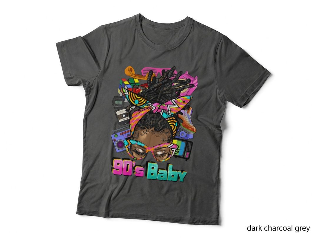 90s Baby Afro Black Woman Messy Hair Bun Disco Hippie Retro T-Shirt