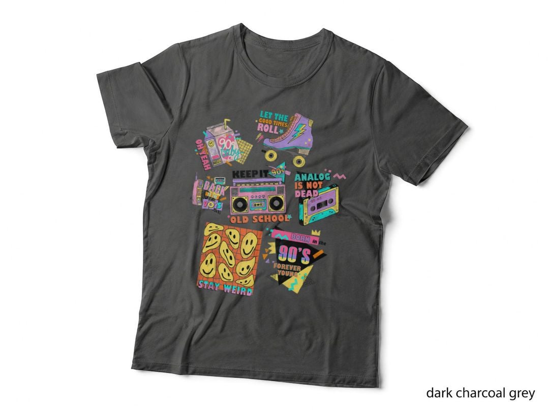 90s Nostalgia Collage, Retro Disco Roller Skates, Cassette, Party T-Shirt