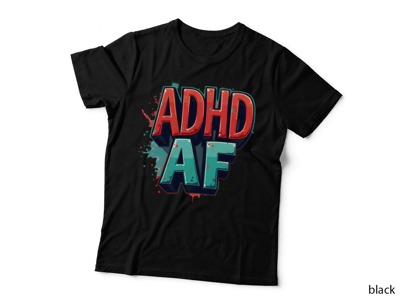 ADHD AF Distressed 3D Metallic Gradient T-Shirt