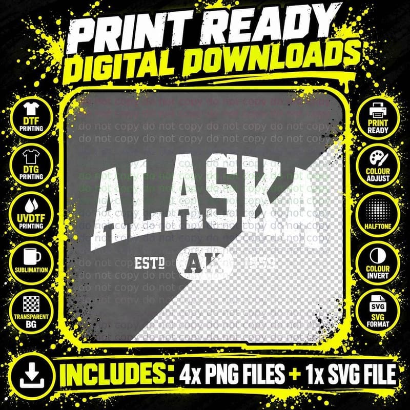 Alaska Sweatshirt Retro Vintage Alaska Hoodie Gifts Png SVG Digital Bundle
