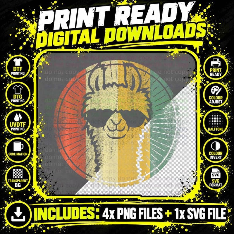 Alpaca VS Llama I Love Alpacas Llama Drama Retro Farm Png SVG Digital Bundle