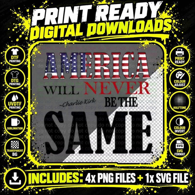 America Will Never Be the Same Distressed Flag T-Shirt Png SVG Digital Bundle