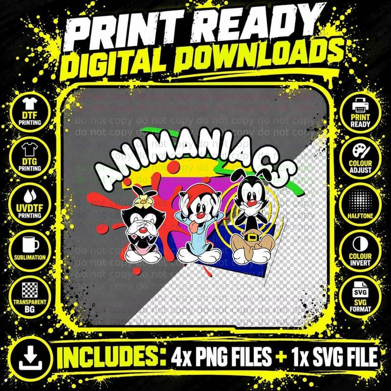 Animaniacs 90s See No Evil T-Shirt Png SVG Digital Bundle