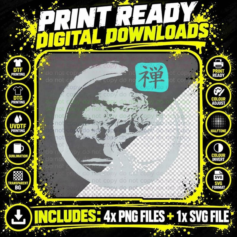 Bonsai Retro Sunset Graphic T-Shirt Png SVG Digital Bundle