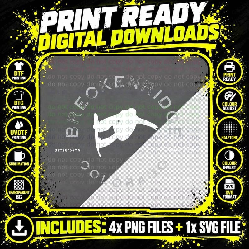 Breckenridge Colorado Vintage Snowboarding Hoodie Png SVG Digital Bundle