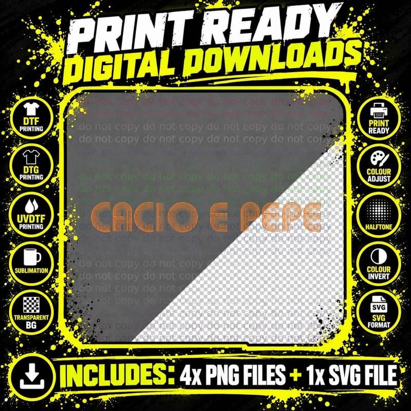 Cacio E Pepe Retro Foodie Italian Pasta Streetwear Gift Png SVG Digital Bundle