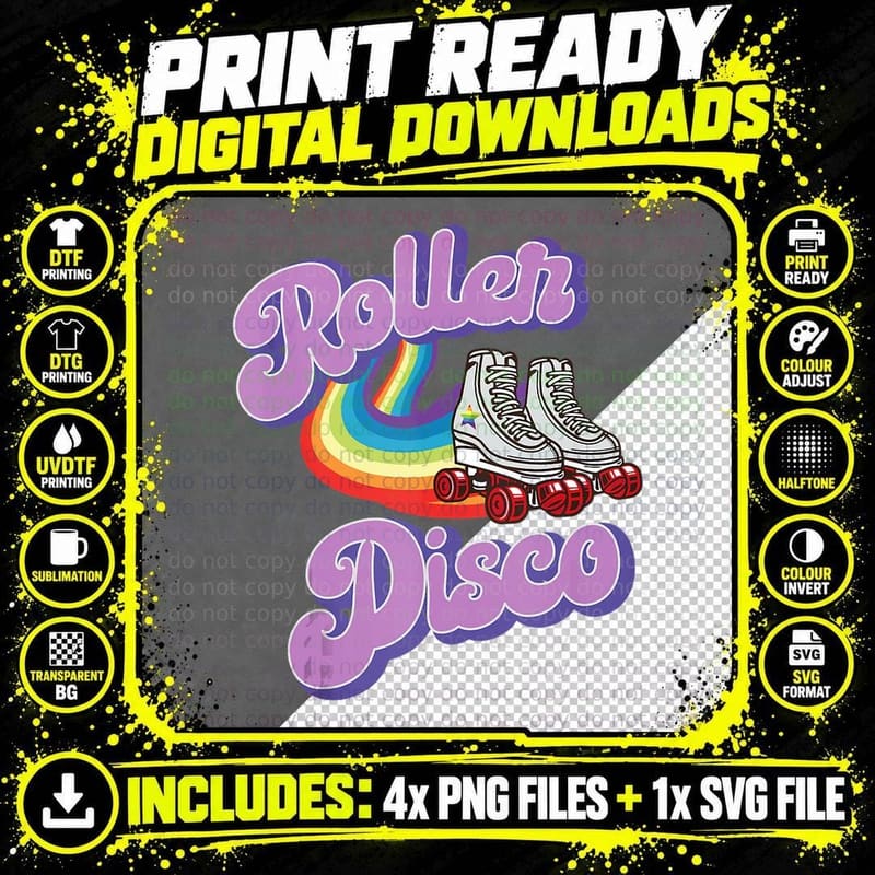 Cool Roller Disco Retro Party 70s and 80s, Party T-Shirt Png SVG Digital Bundle