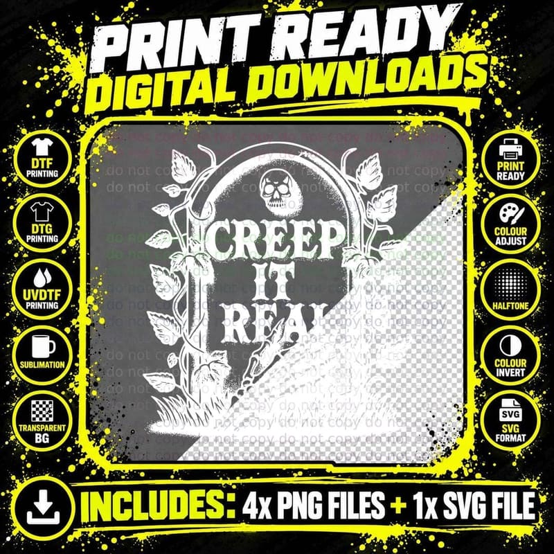 Creep It Real Black, Retro Vintage, Trendy Outfit Png SVG Digital Bundle