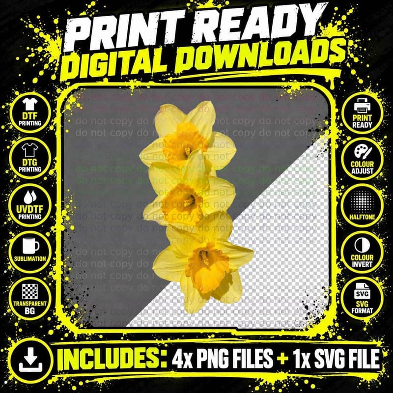 Daffodil Flower Print Classic T-Shirt Png SVG Digital Bundle