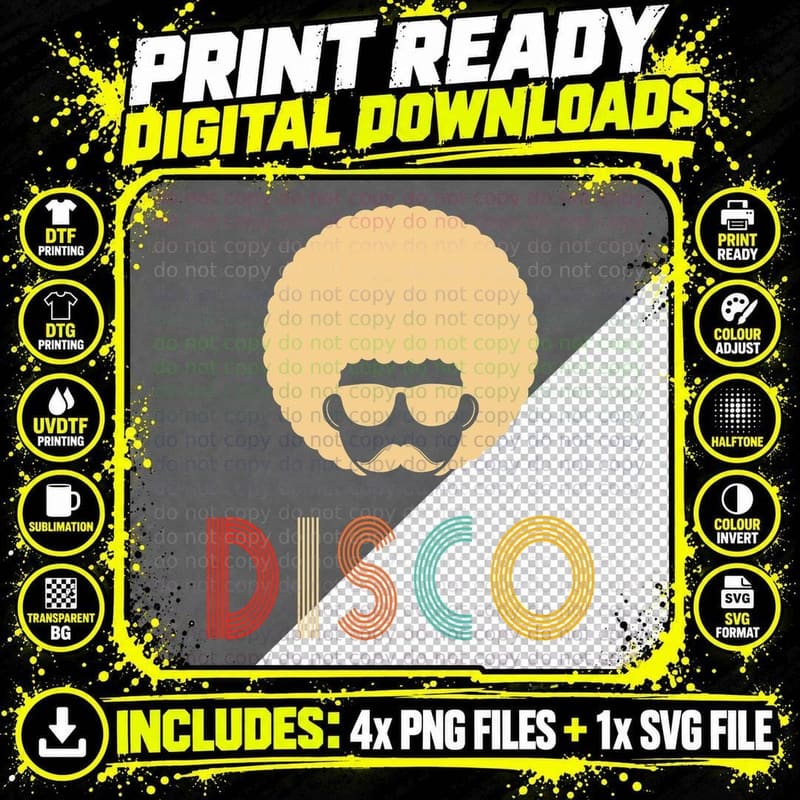 Disco Outfit 70s Disco Themed Vintage Retro Dancing Png SVG Digital Bundle