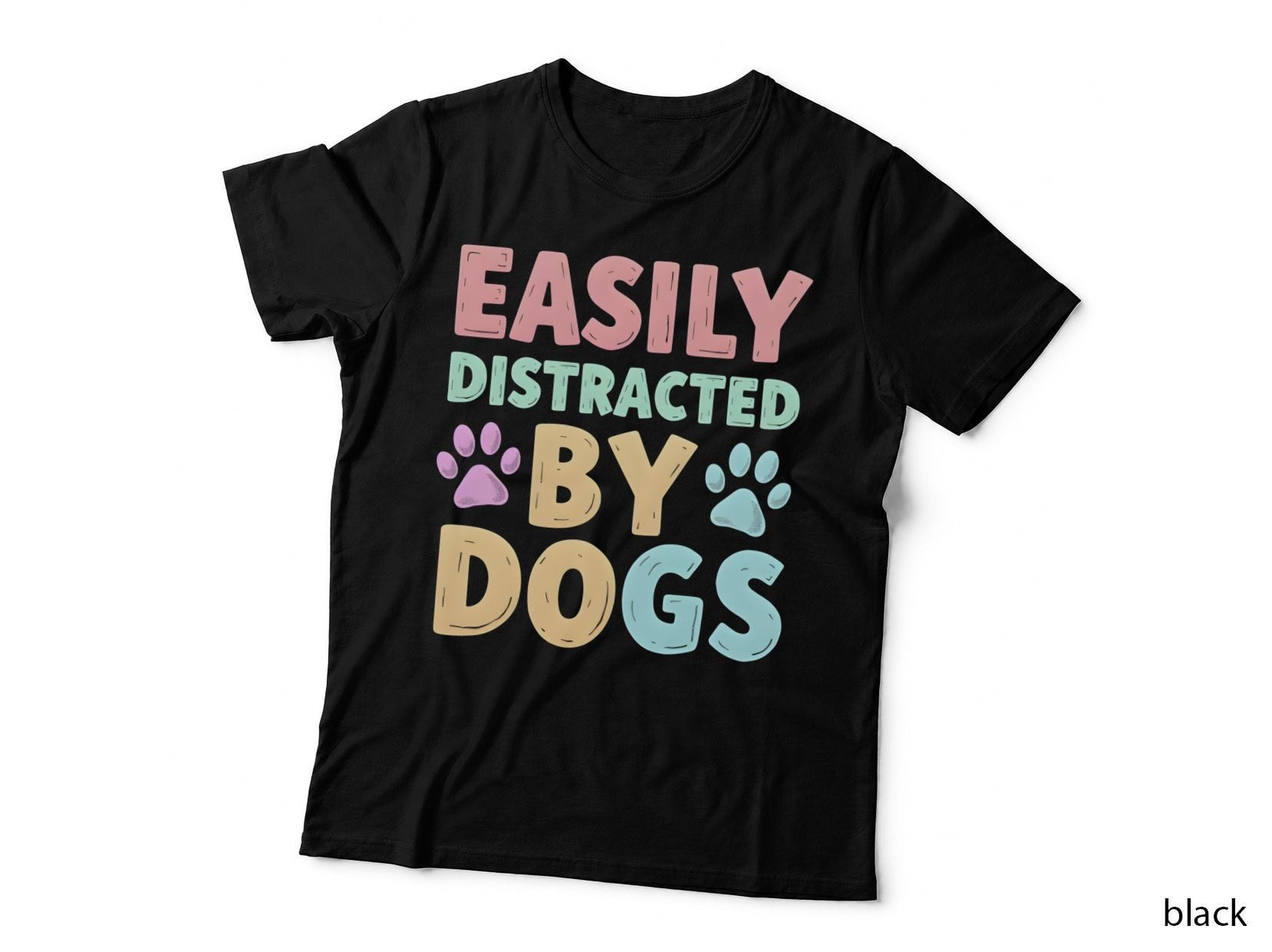 Easily Distracted by Dogs Distressed T-Shirt