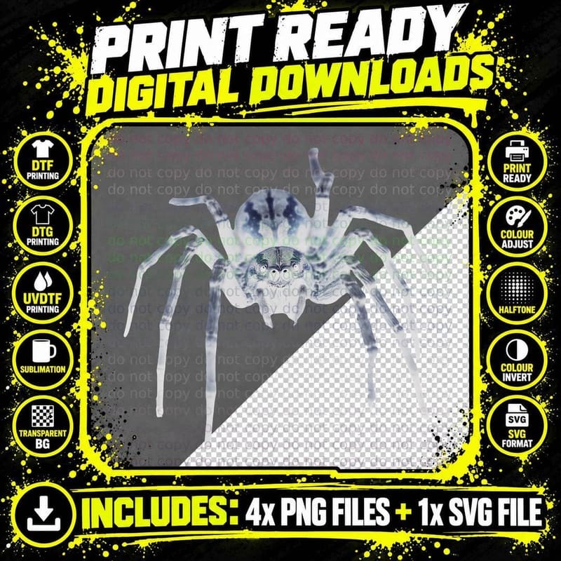 Extremely Scary Spider Vintage T-Shirt Png SVG Digital Bundle