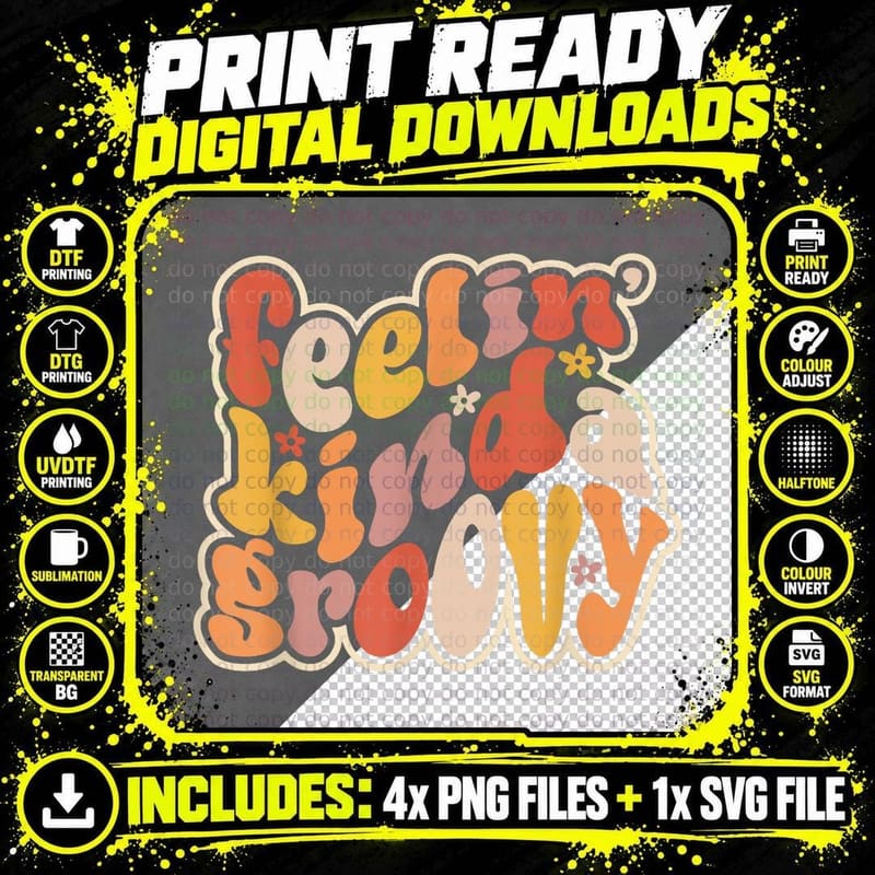 Feelin' Kinda Groovy Roller Disco Outfit 70s Aesthetic Png SVG Digital Bundle