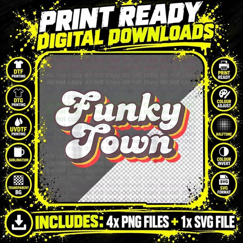 Funky Town Roller Disco Outfit - Retro 70s Costume for Png SVG Digital Bundle