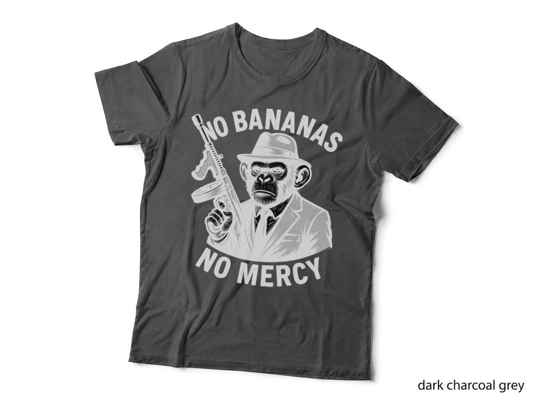 Gangster Monkey No Bananas No Mercy Mafia Suit Retro Vintage Graphic T-Shirt