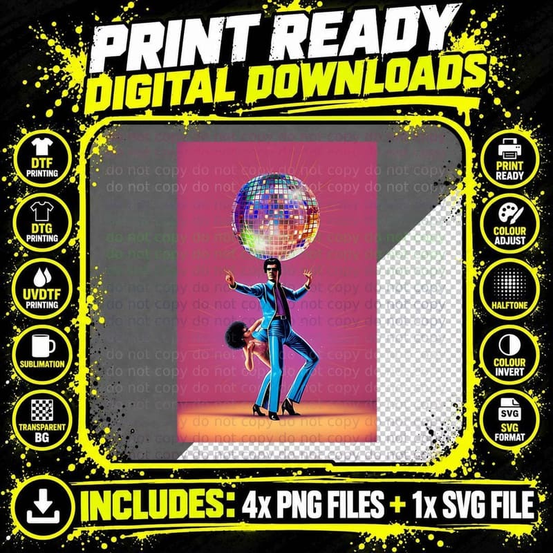 Girls Vintage Disco Ball 70s Spectacular Disco Png SVG Digital Bundle