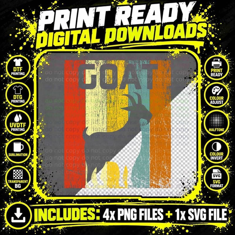 Goat Tshirt Disco Retro Vintage Goat Lover Png SVG Digital Bundle