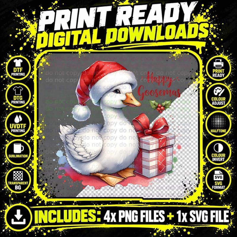 Happy Goosemas, Distressed Look, Soft Comfort Png SVG Digital Bundle