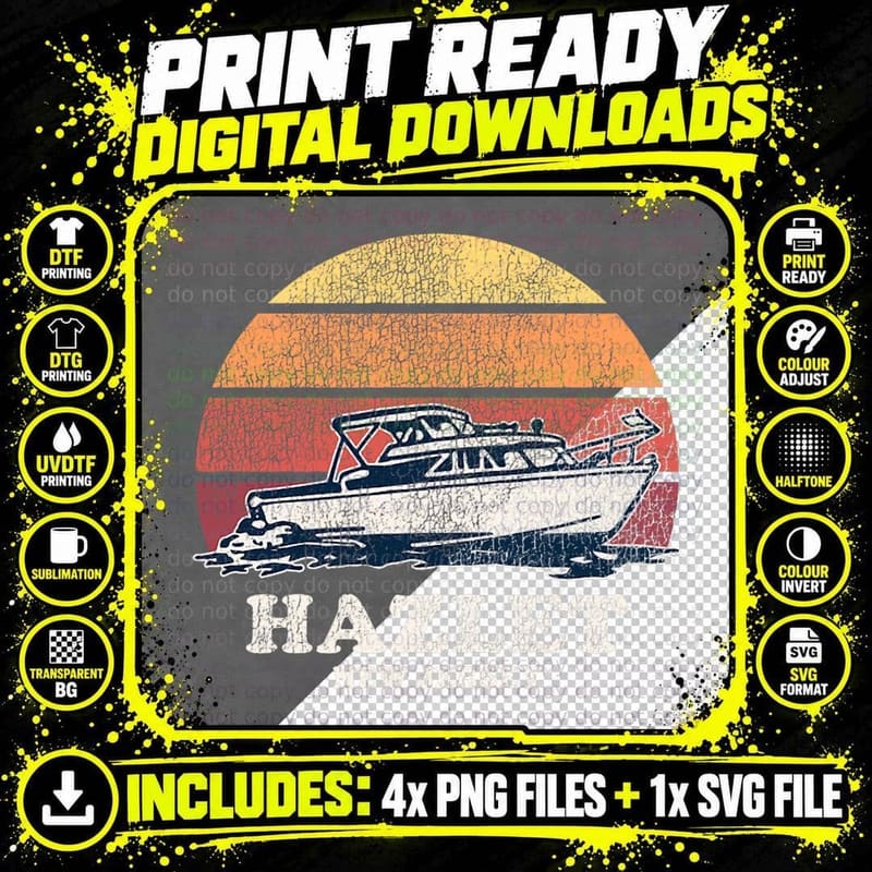 Hazlet NJ Vintage Boating 70s Retro Boat Design T-Shirt Png SVG Digital Bundle