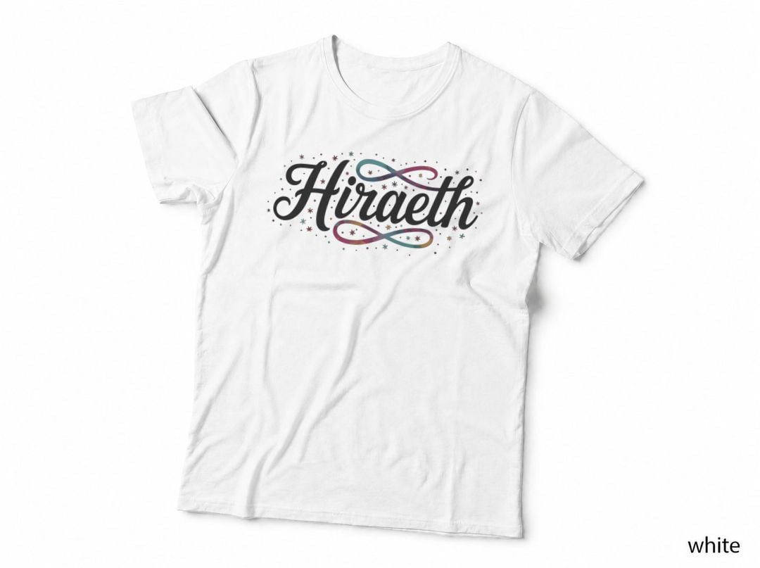 Hiraeth Nostalgia Welsh Word Cursive Script Whimsical Galaxy Design T-Shirt
