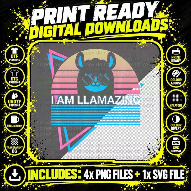 I Am Llamazing I Am Llamazing Alpaca Retro Png SVG Digital Bundle