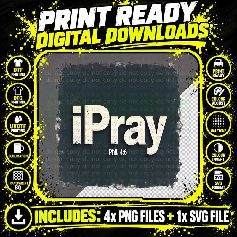 Ipray Phil 4.6 Distressed Gray Green Rectangle T-Shirt Png SVG Digital Bundle