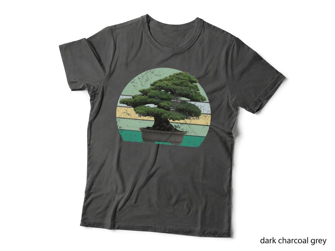 Japanese Men and Women Sunset Art Japan Retro Bonsai Tree T-Shirt