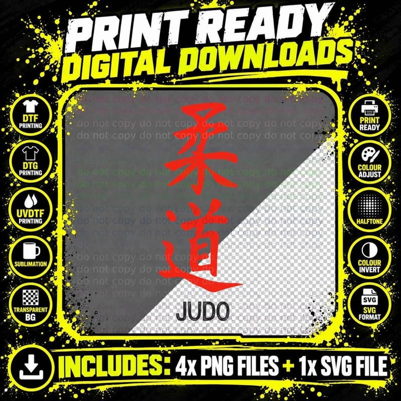Judo Japanese Martial Arts Retro T-Shirt Png SVG Digital Bundle