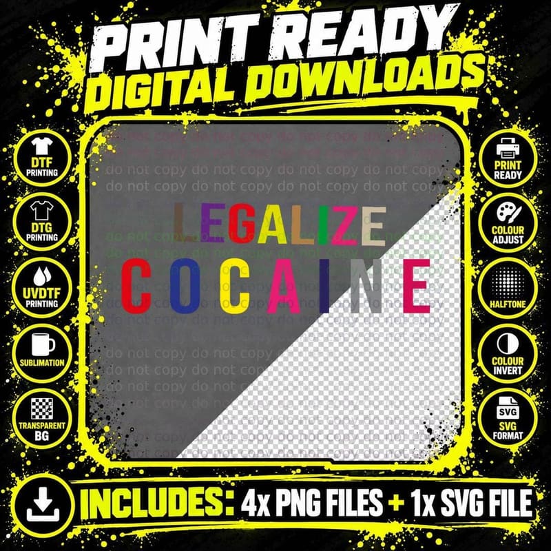 Legalize Cocaine Classic T-Shirt Png SVG Digital Bundle