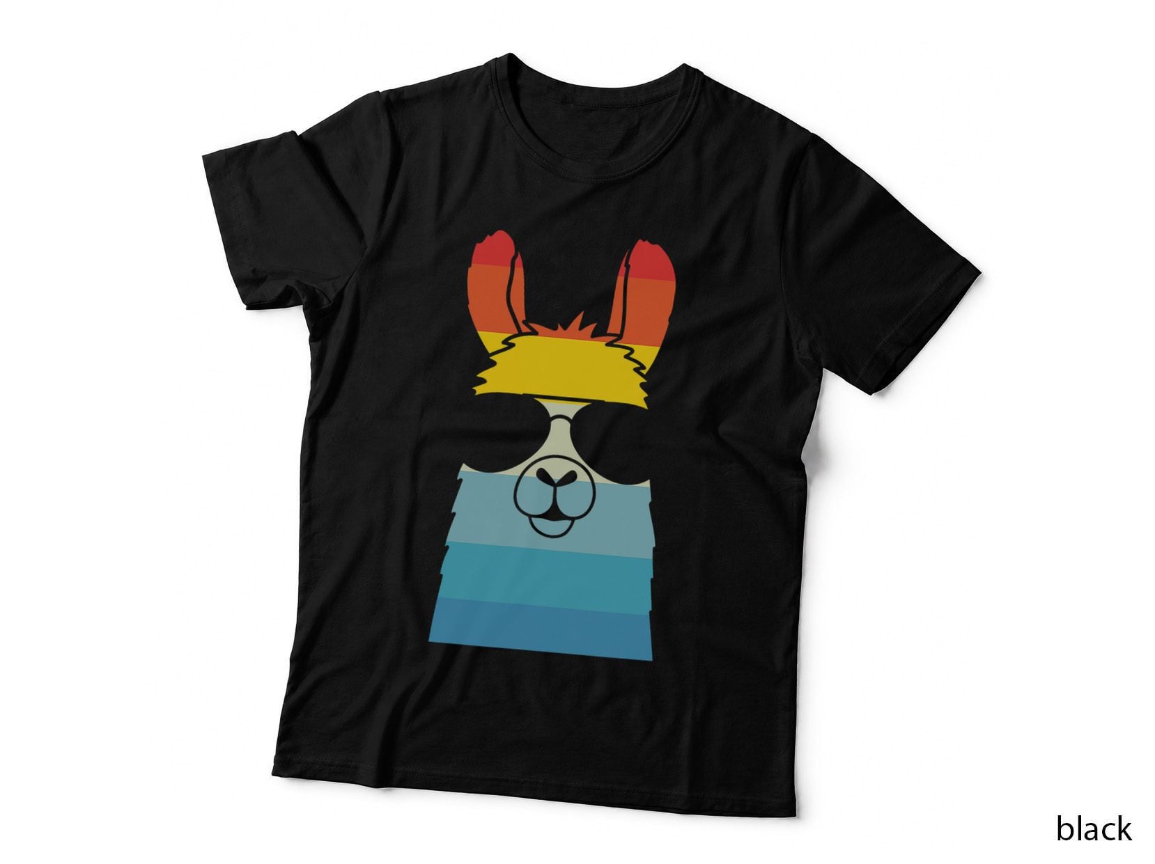 Llama Alpaca Wearing Sunglasses Retro T-Shirt