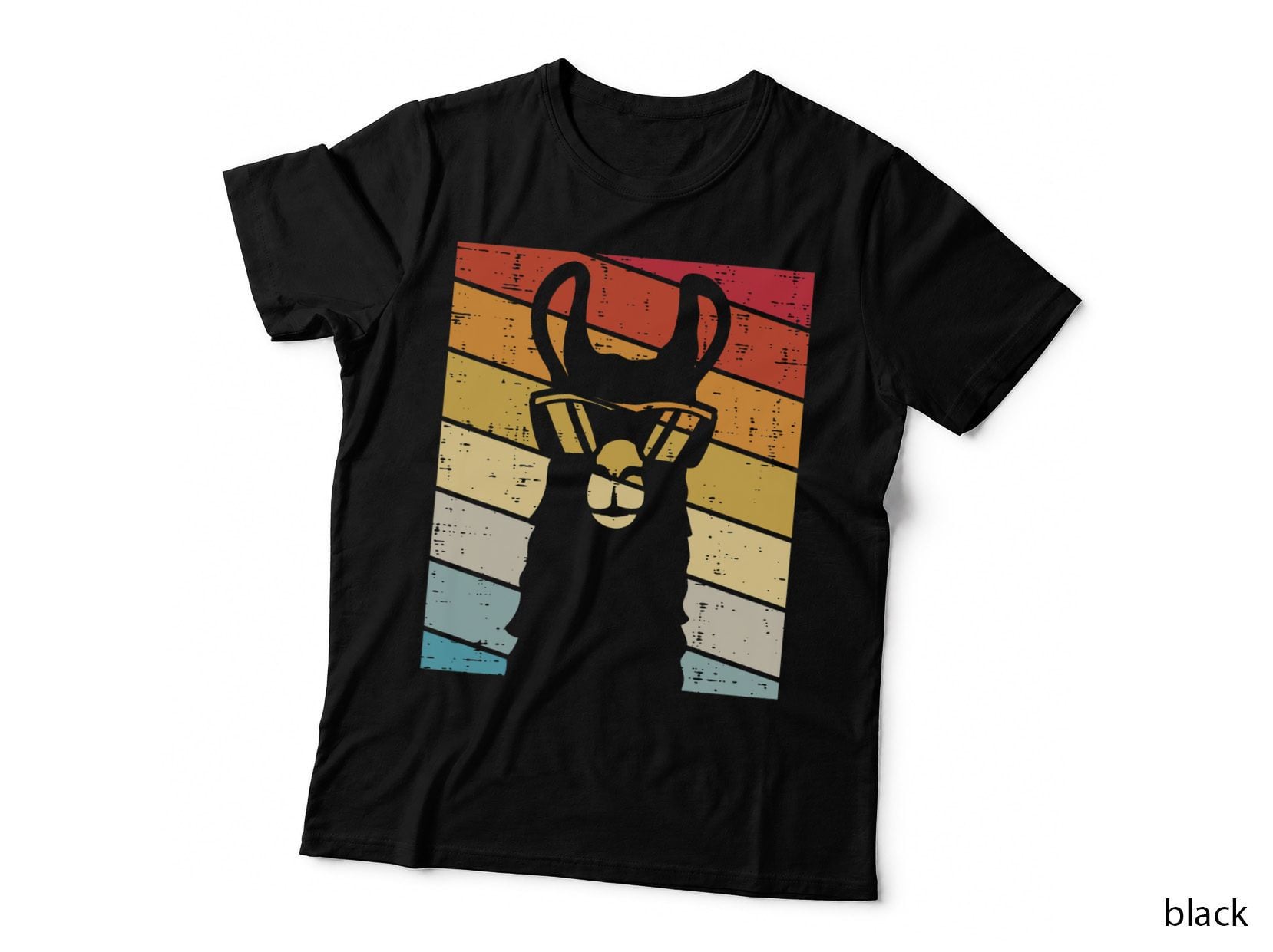 Llama Sunglasses Lines Retro Alpaca Shades Animal Lover Gift T-Shirt