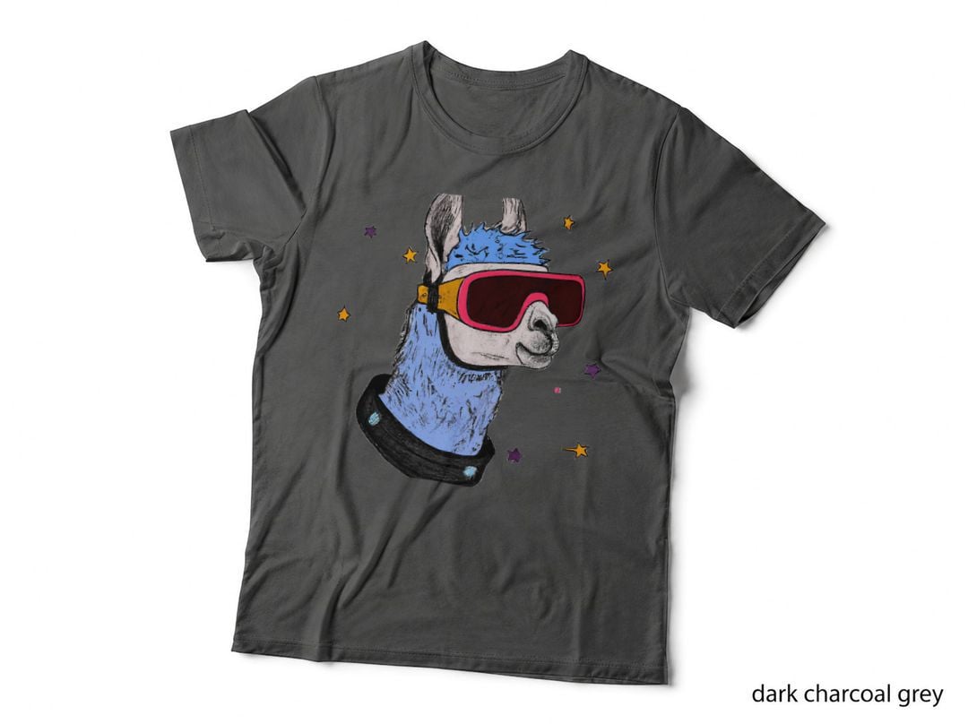 Llama in Space Wearing Sunglasses Vintage Retro Alpaca T-Shirt