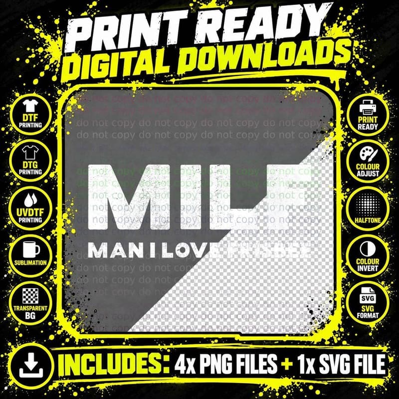 MILF - Man I Love Frisbee - Vintage T-Shirt Png SVG Digital Bundle