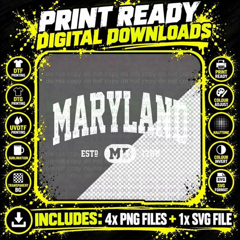 Maryland Retro Vintage Maryland Hoodie Gifts Png SVG Digital Bundle