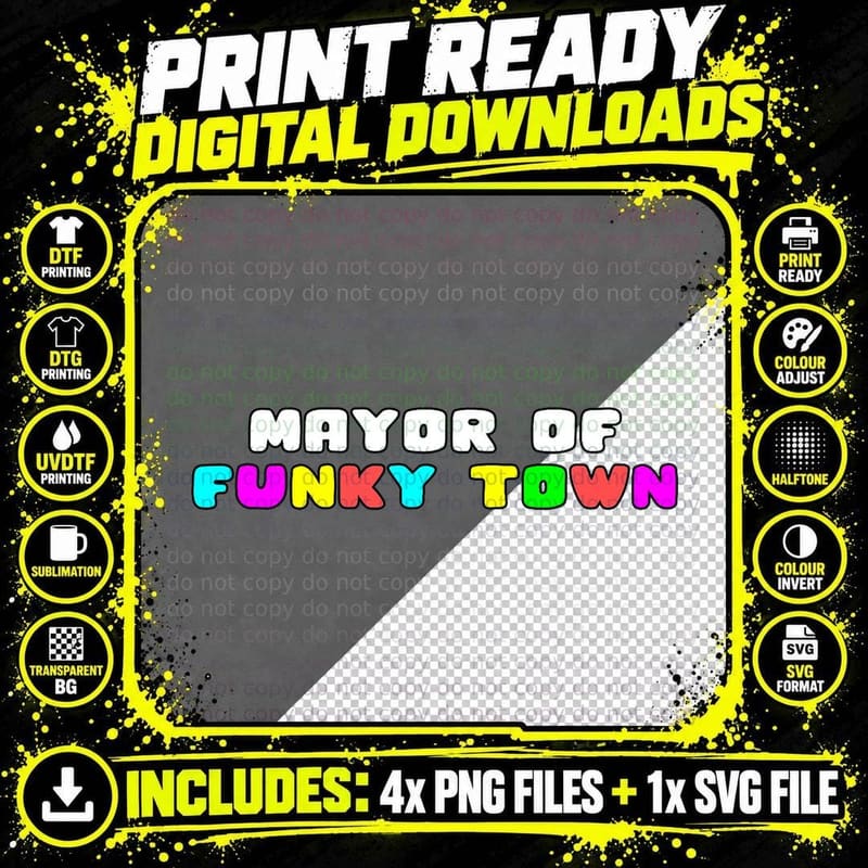 Mayor of Funky Town T-Shirt Vintage Disco 70s Retro Funk Png SVG Digital Bundle