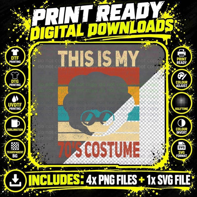 My 70s Costume 70 Styles Women 70's Disco 1970s Party Png SVG Digital Bundle