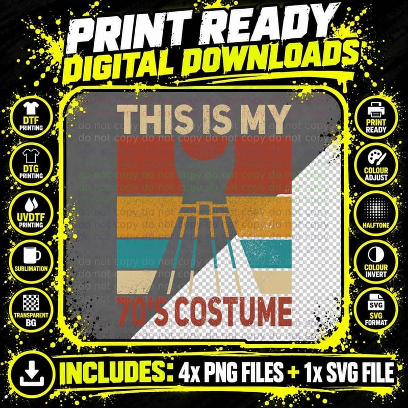 My 70s Costume 70 Styles Women 70's Disco 1970s Party Png SVG Digital Bundle