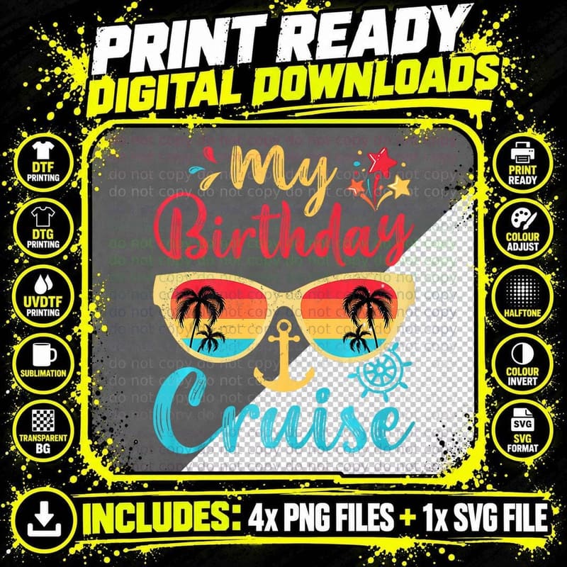 My Birthday Cruise Vintage Lovers Cruising Png SVG Digital Bundle